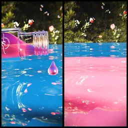 Lip oil drop changing the pond