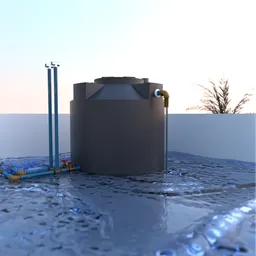 Water tank overflow animation