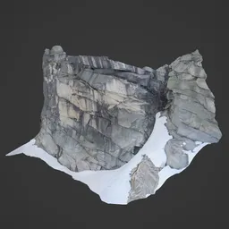 Detailed 3D scan of a rugged cliff face, suitable for Blender and other 3D modelling software, with intricate textures.