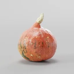 "3D model of a photorealistic pumpkin created with Blender 3D software. Based on a photoscan, this orange and green fruit is perfect for your fruit and vegetable 3D modeling projects."