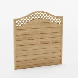 High-quality 3D model of a light wooden fence with lattice design for Blender, isolated on white.