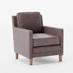 "Antique Brown Leather Chair: A high-quality 3D model for Blender 3D. This beautifully crafted furniture piece features a leather seat, wooden legs, and tufted details. Perfect for adding realism to your scenes."