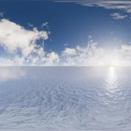 Bright calm ocean cloudy sky