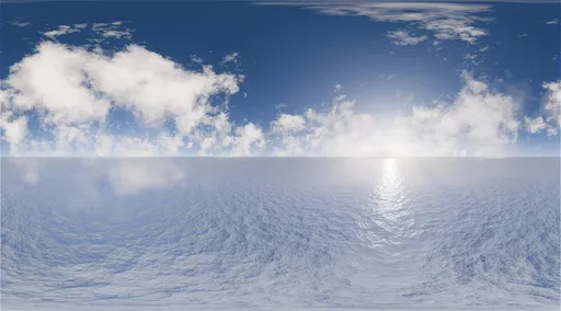 Bright calm ocean cloudy sky