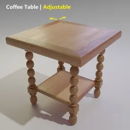 "Get the ultimate coffee table experience with this 3D model designed for Blender 3D. This adjustable table features a shelf and is made of beautiful bamboo materials. Perfect for a trendy Android coffee shop or any stylish retail space."