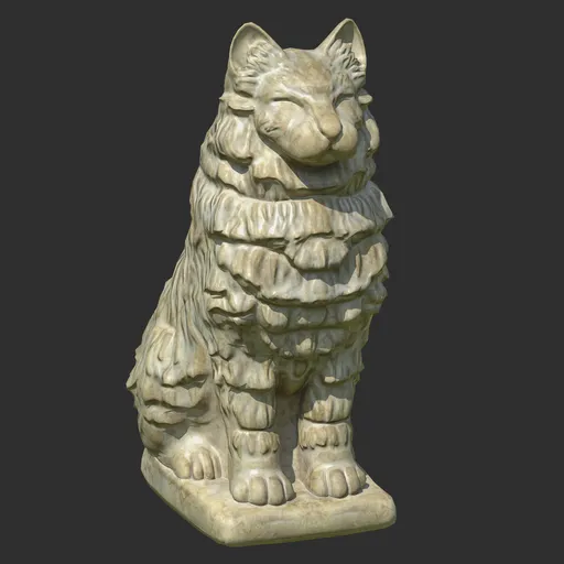 Furred cat marble statue