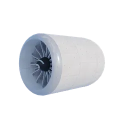 "3D Jet Engine model for Blender 3D - part of aircraft category. A detailed and well-rendered primitive tube shape with scifi spaceport vibes and interstellar elements. Perfect for creating high-quality aviation animations and designs."