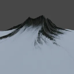 Detailed 3D snow-covered mountain model suitable for Blender visualization.