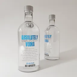 Realistic Blender 3D rendering of two vodka bottles, optimized for digital asset creation and visualizations.