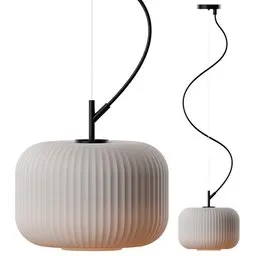 "URS ONE Pendant Light, designed by VIRO LIGHT, is a sleek and modern ceiling light ideal for accent lighting. This 3D model for Blender 3D features a ribbed lampshade, volumetric lighting, and a Swedish design with small, medium, and large elements."