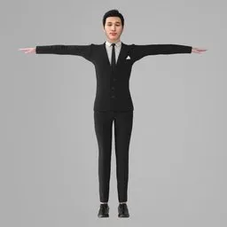 Man Formal Black Suit Rigged