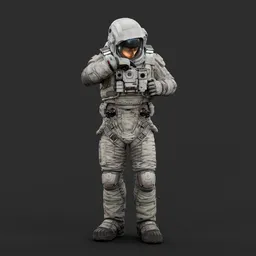 Astronaut Check Device Pose White Suit