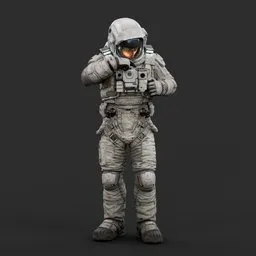 Astronaut Check Device Pose White Suit