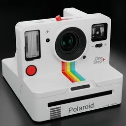 High-quality, photorealistic 3D model of a white Polaroid Camera, optimized for Blender and 4K rendering.