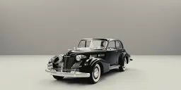 Detailed 3D model of vintage black sedan reminiscent of 1930s design, perfect for Blender 3D historic vehicle rendering.