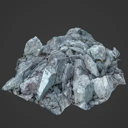 Detailed 3D model of textured alpine rocks suitable for Blender rendering and virtual environments.