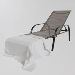 "Outdoor Furniture: Pool Lounger 3D Model for Blender 3D - White Sheets and Umbrella Top in Eye-Level Perspective Rendering. Octane and Redshift Compatible - Great for Product Images and Scene Design."
