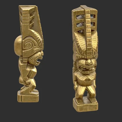 Tiki God Fanged Maw Statue Gold