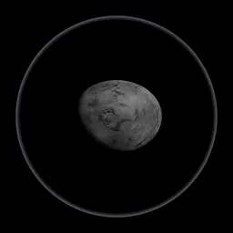 "3D model of Haumea, a dwarf planet located beyond Neptune's orbit. Rendered in Blender 3D, the model showcases a close up view of Haumea's moon against a black background. Perfect for space enthusiasts and Blender 3D users looking for planet-themed models."
