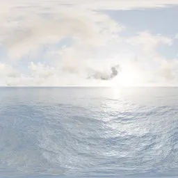 Calm ocean horizon with bright sky