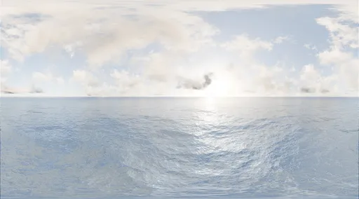 Calm ocean horizon with bright sky