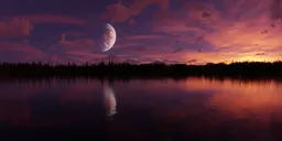 Colorful Sunset Sky with Planet