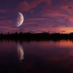 Colorful Sunset Sky with Planet