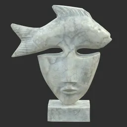Fish face white marble statue