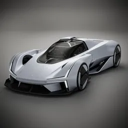 High resolution 3D model of a futuristic car with detailed design, compatible with Blender for rendering and animation.
