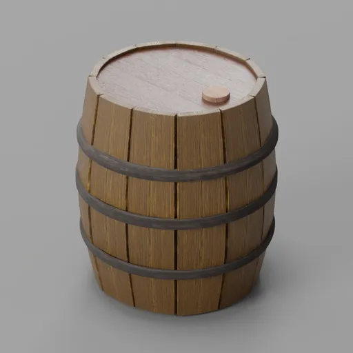 Stylized medieval wooden barrel