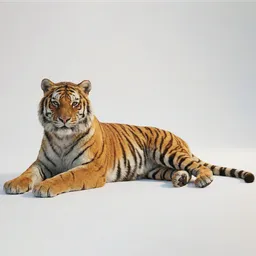 Tiger Rigged Animated Groomed