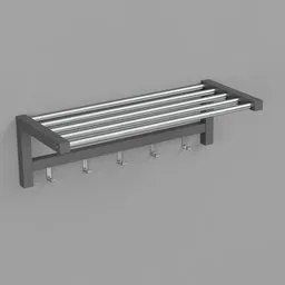 "3D model of an IKEA TJUSIG wall hanger, also known as a hat rack, created in Blender 3D. The rack features multiple hooks and is perfect for organizing coats and hats. Isometric rendering showcases the product from all angles."