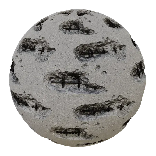 High-resolution PBR texture of weathered and cracked concrete for 3D Blender modeling.