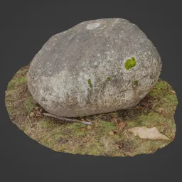 Realistic 3D model of a granite rock with moss, optimized for Blender, perfect for forest environment renderings.
