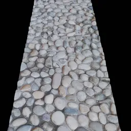Detailed 3D cobblestone path texture for Blender, versatile for landscapes and architectural designs.