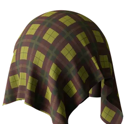 Detailed red tartan cloth PBR material for 3D rendering in Blender, showcasing classic Scottish plaid design.