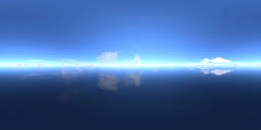 Pure blue sky, clouds on the horizon