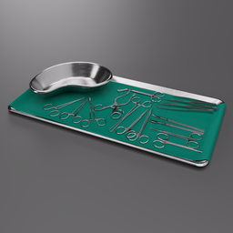 Tray with surgical equipment