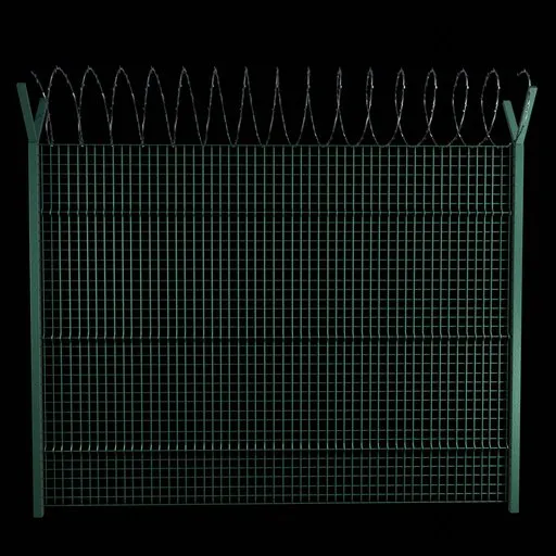 Highly detailed 3D metal fence model with spike top, created in Blender, suitable for realistic architectural visualization.