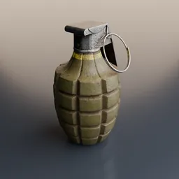 Detailed 3D model of an MK 2 Grenade with realistic 4K textures, suitable for Blender rendering and military simulations.