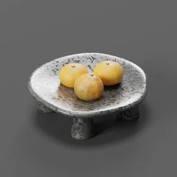 Rustic Stone Fruit Bowl with Oranges