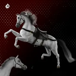 3D model of an Arabian horse with multiple animations and poses, suitable for game and animation projects.