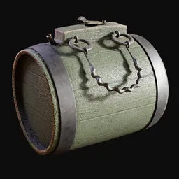 1800s Wooden Canteen Keg Painted