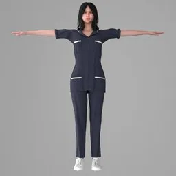 Woman Medical Scrubs Rigged