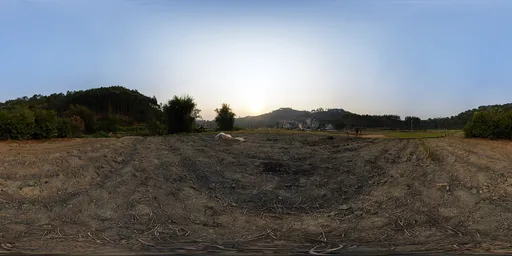 Evening sunset, open space.