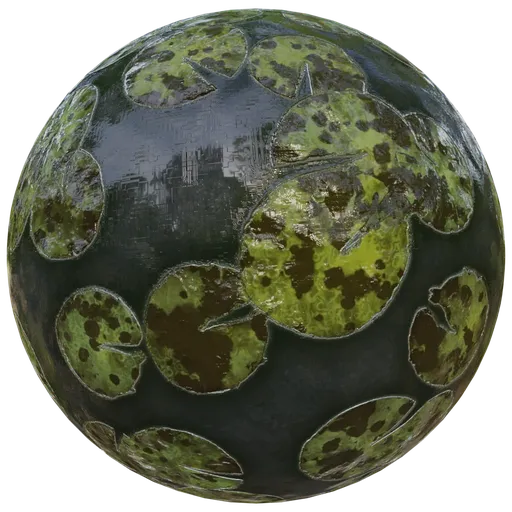 Realistic Dirty Water Lily Leaves PBR Material for 3D Ground Surfaces in 2K Resolution