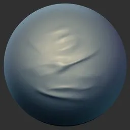 Blender 3D sculpting brush creating realistic fabric wrinkles for 3D model detailing.