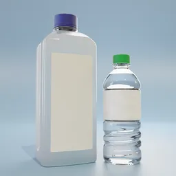 "Plastic Water Bottle 3D Model for Blender 3D - Detailed white liquid with plastic ceramic material and small medium and large elements. Rendered with Redshift renderer, featuring murky water and clear colors. Ideal for 3D rendering projects and game development on PlayStation 5 graphics. Perfect for creating realistic drink scenes in Blender 3D."