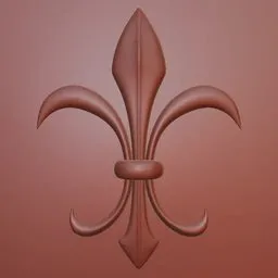 Heraldic lily 3D sculpting brush design for adding ornamental detail to models in Blender.