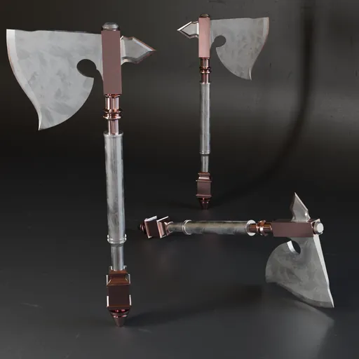 Low poly 3D ax model with high-quality metal materials, ideal for war game design and Blender 3D projects.